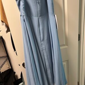 Azazie Blue One Shoulder Midi Sundress